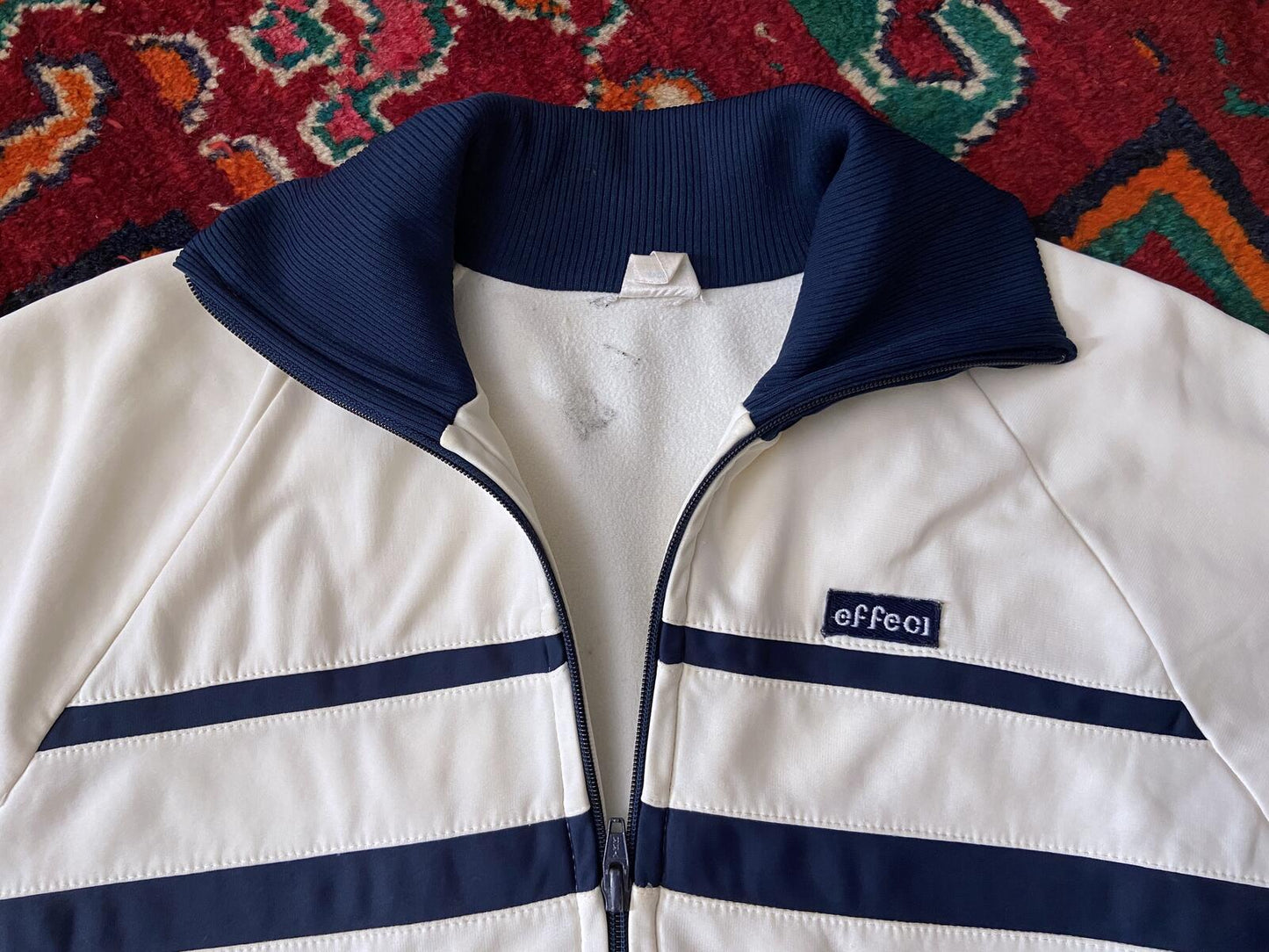 Vintage 1980s White & Navy Track Top