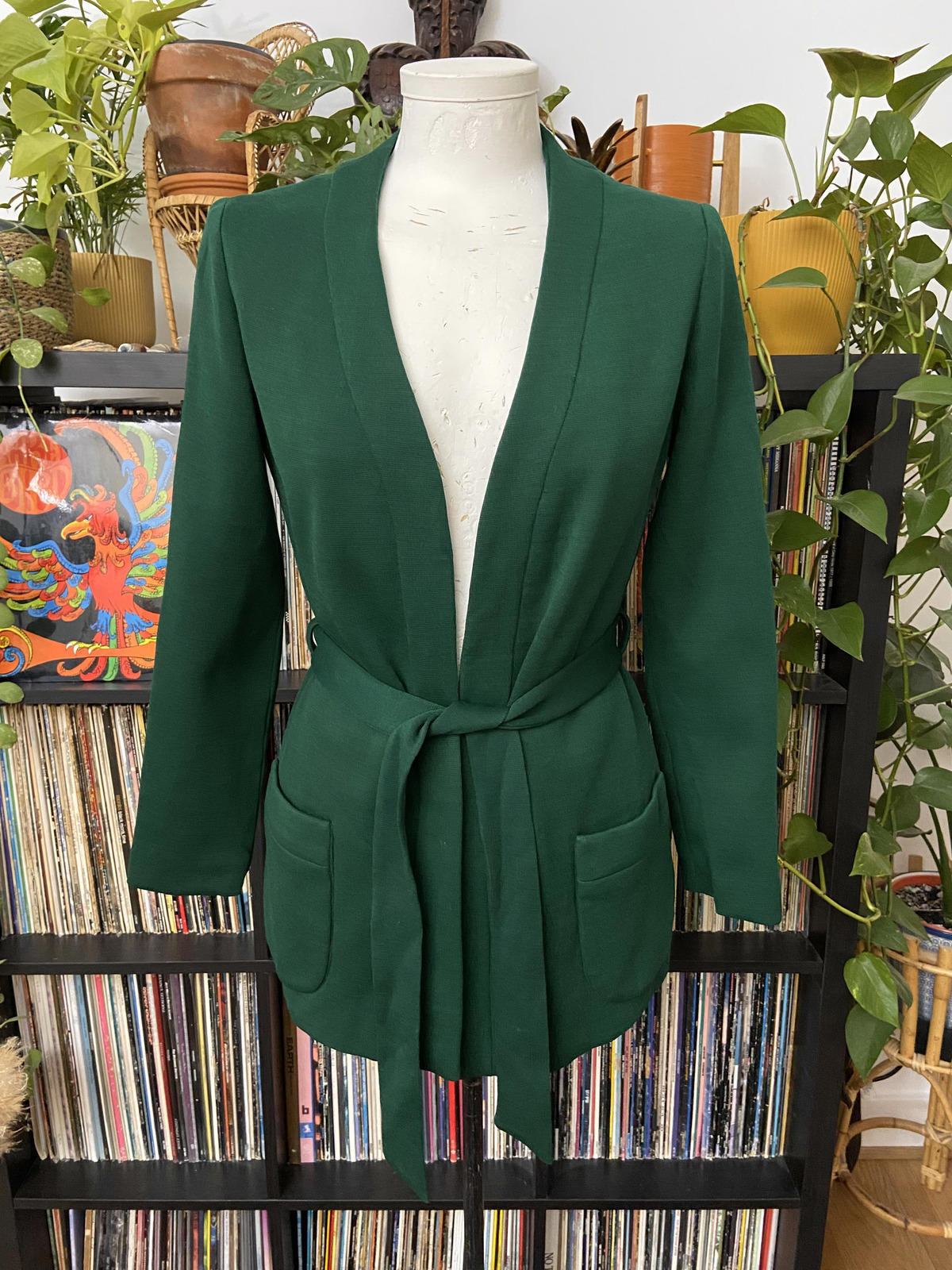 Vintage 1970s Dark Green Belted Jacket