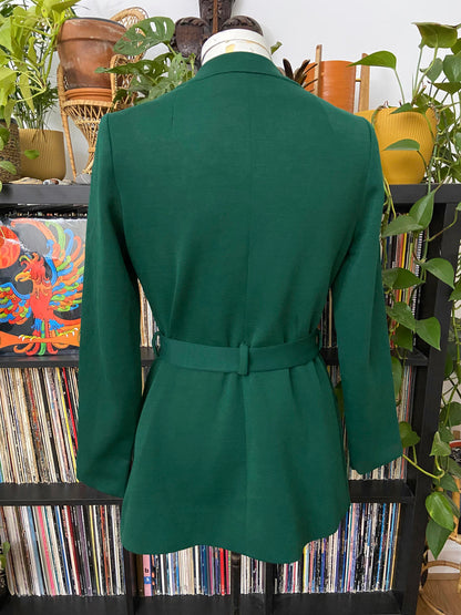Vintage 1970s Dark Green Belted Jacket