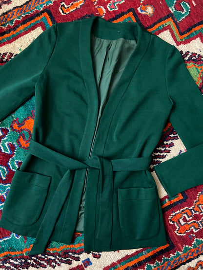 Vintage 1970s Dark Green Belted Jacket