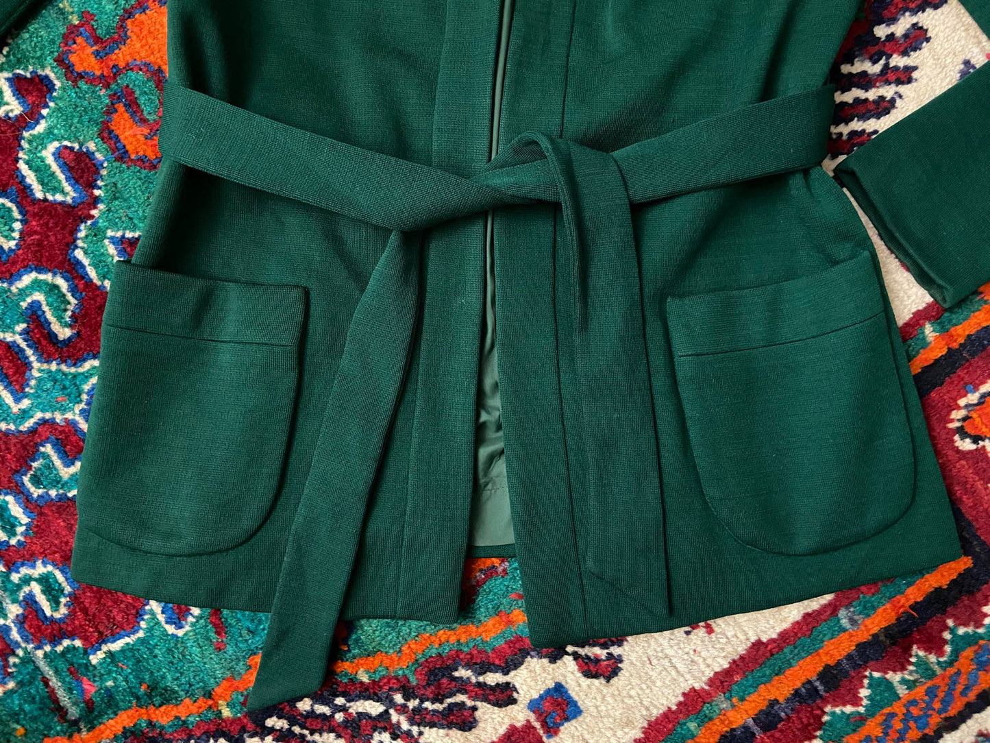 Vintage 1970s Dark Green Belted Jacket