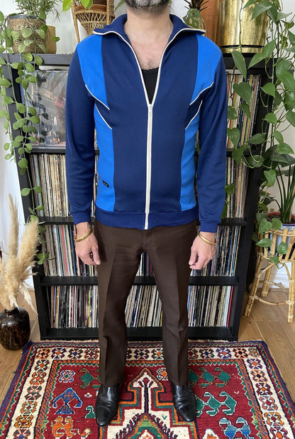 Vintage 1970s Navy & Blue Track Top