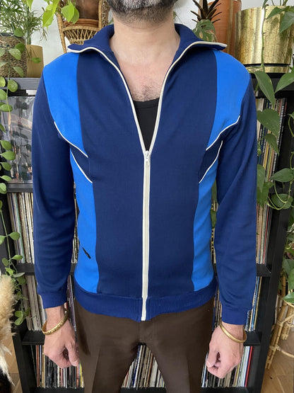 Vintage 1970s Navy & Blue Track Top