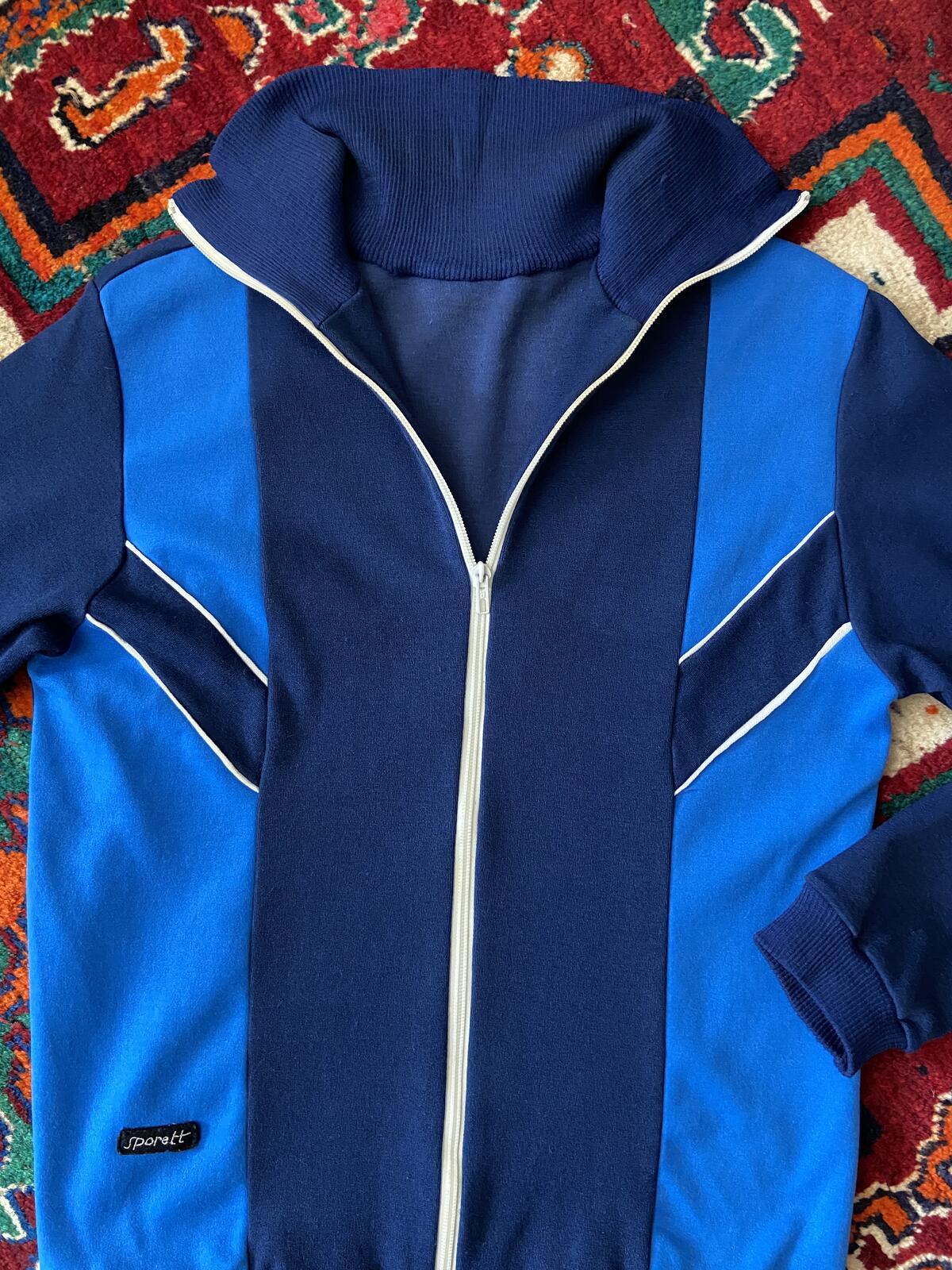 Vintage 1970s Navy & Blue Track Top