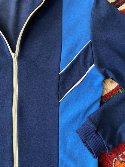 Vintage 1970s Navy & Blue Track Top