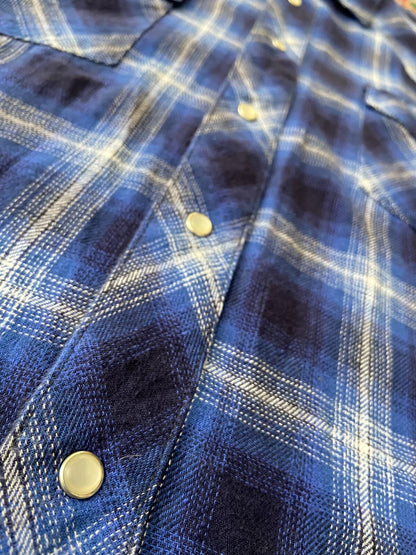 Vintage 90s Electric Blue Wrangler Western Plaid Shirt
