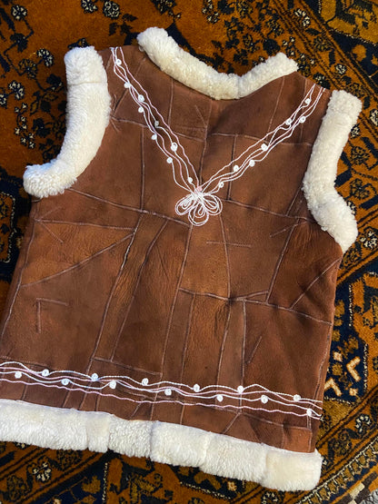 Vintage Brown Embroidered Afghan Waistcoat