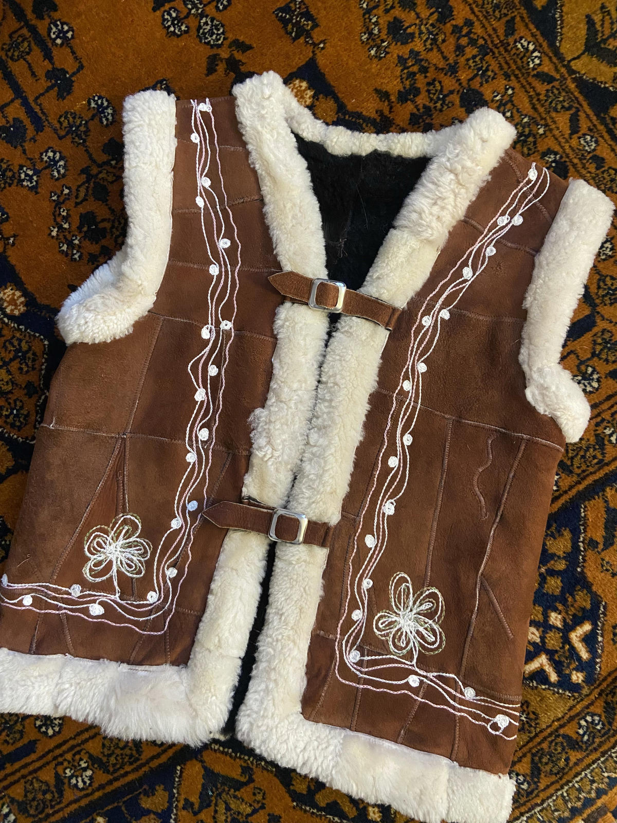 Vintage Brown Embroidered Afghan Waistcoat