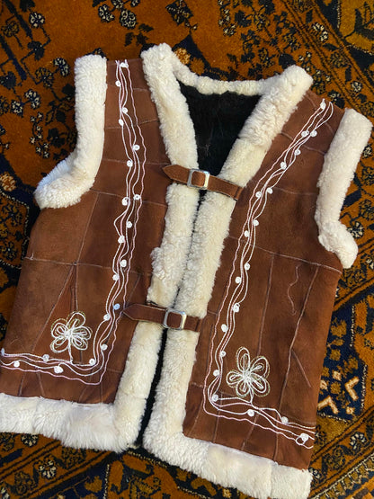 Vintage Brown Embroidered Afghan Waistcoat