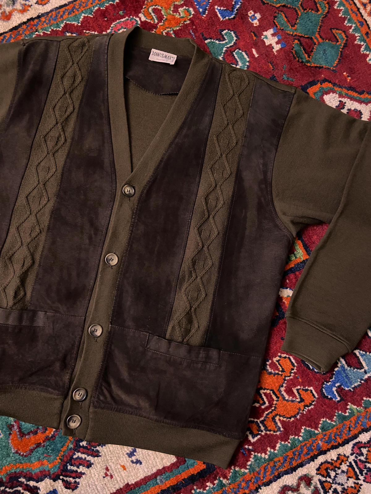 Vintage 1980s Italian Chocolate Brown Suede Cardigan