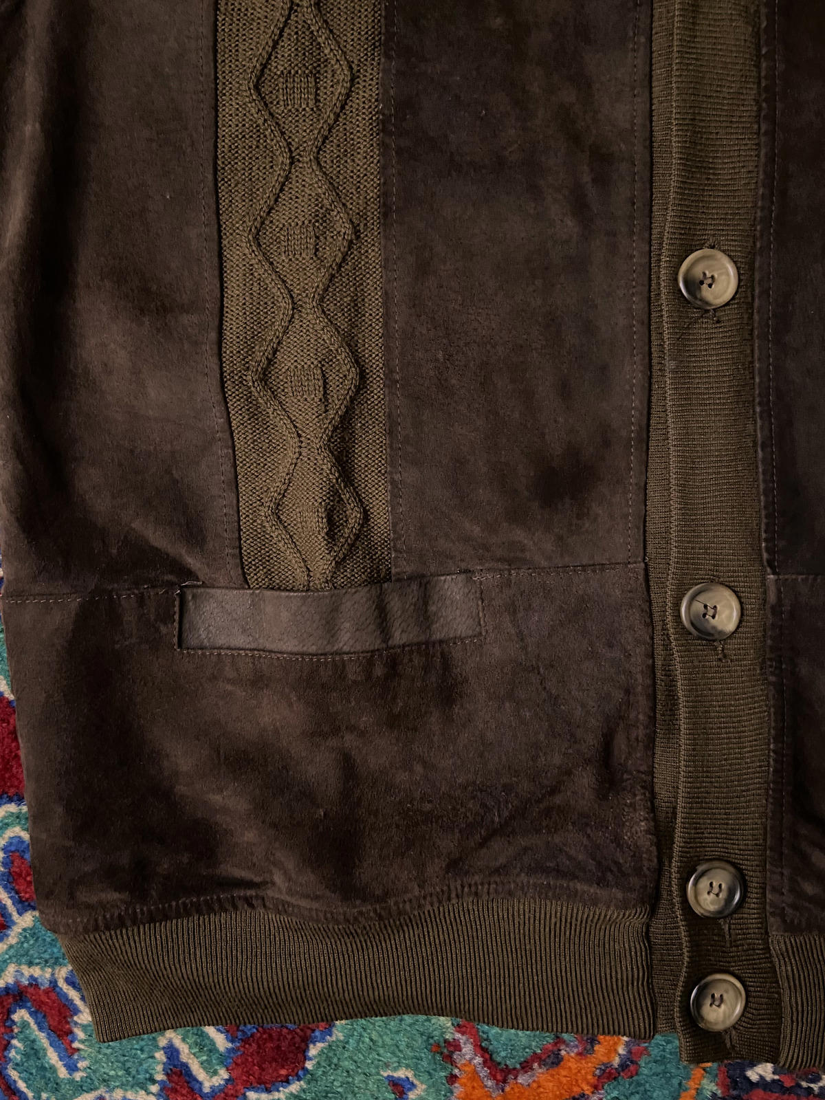 Vintage 1980s Italian Chocolate Brown Suede Cardigan