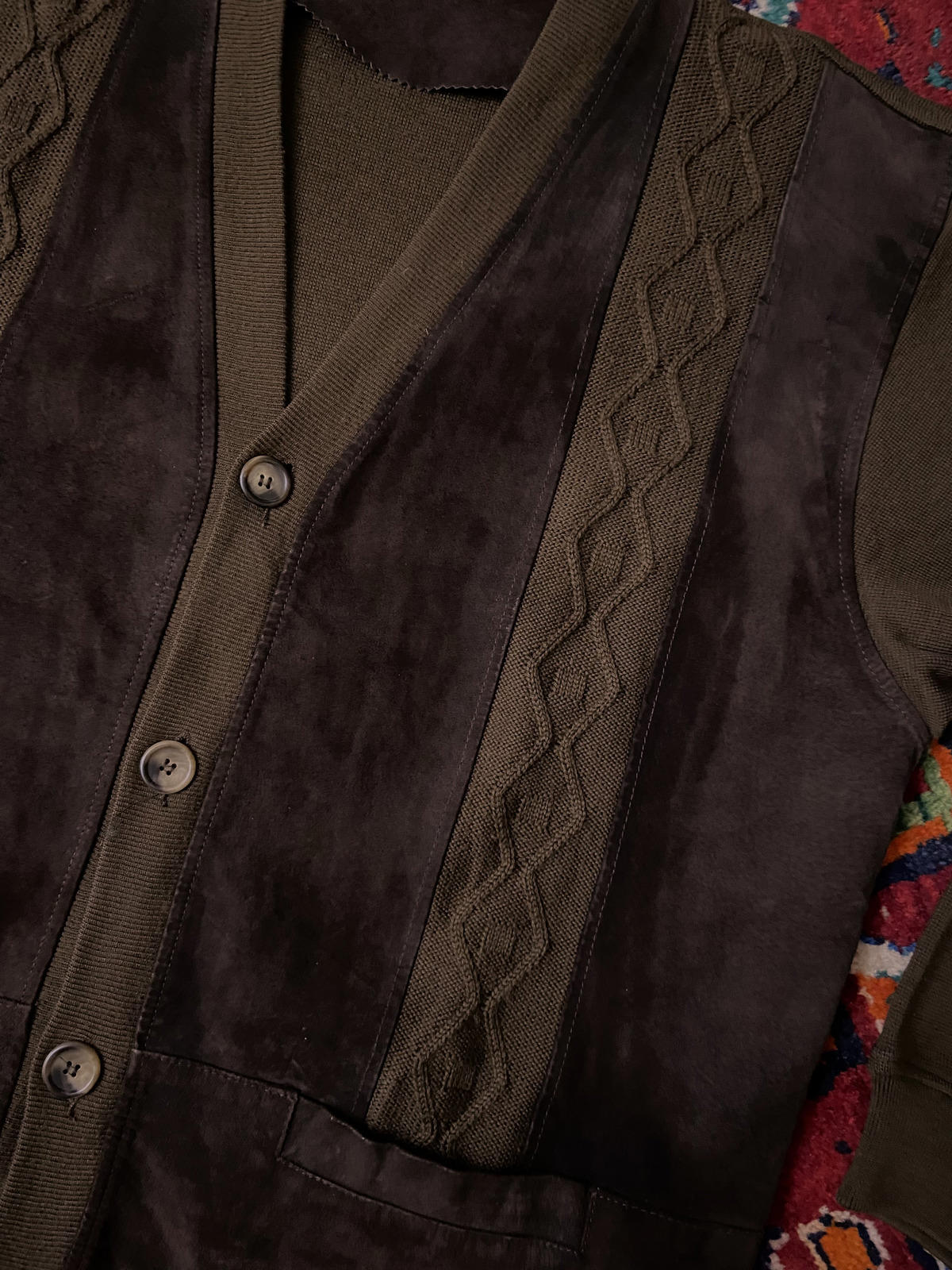 Vintage 1980s Italian Chocolate Brown Suede Cardigan