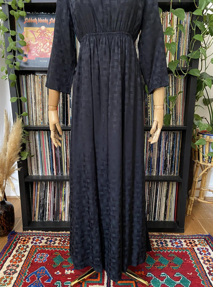 Vintage 1970s Black Medieval Revival Maxi Dress