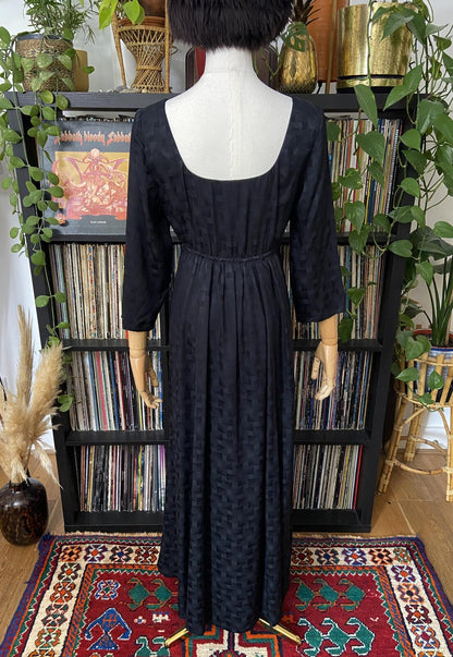 Vintage 1970s Black Medieval Revival Maxi Dress