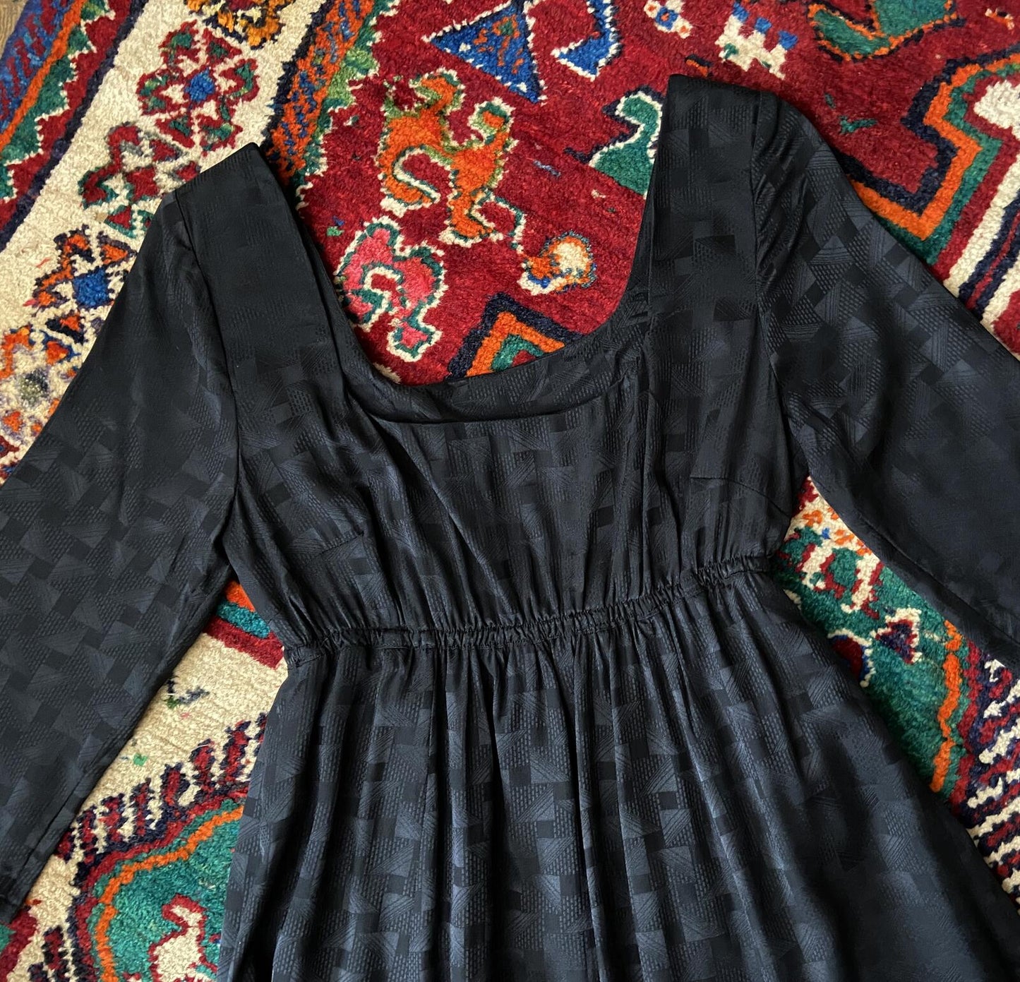 Vintage 1970s Black Medieval Revival Maxi Dress