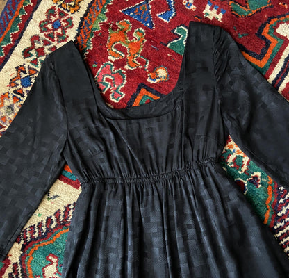 Vintage 1970s Black Medieval Revival Maxi Dress