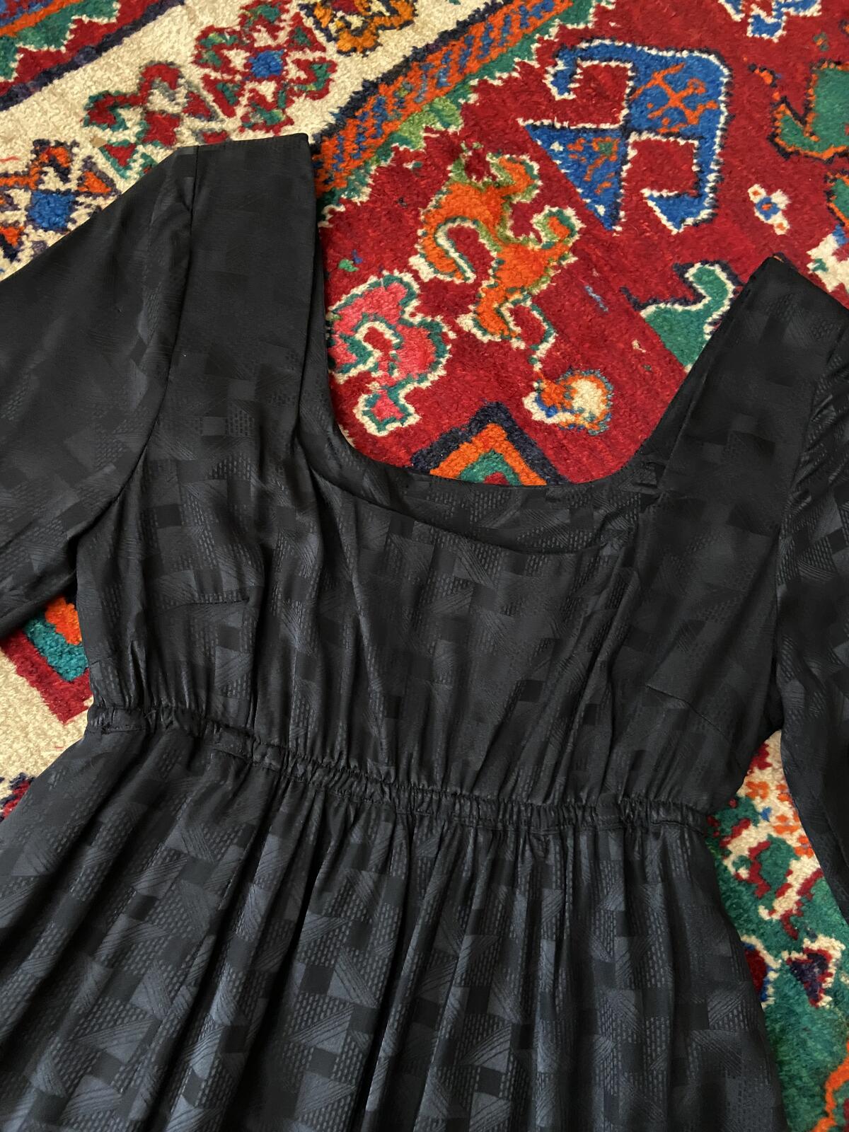 Vintage 1970s Black Medieval Revival Maxi Dress