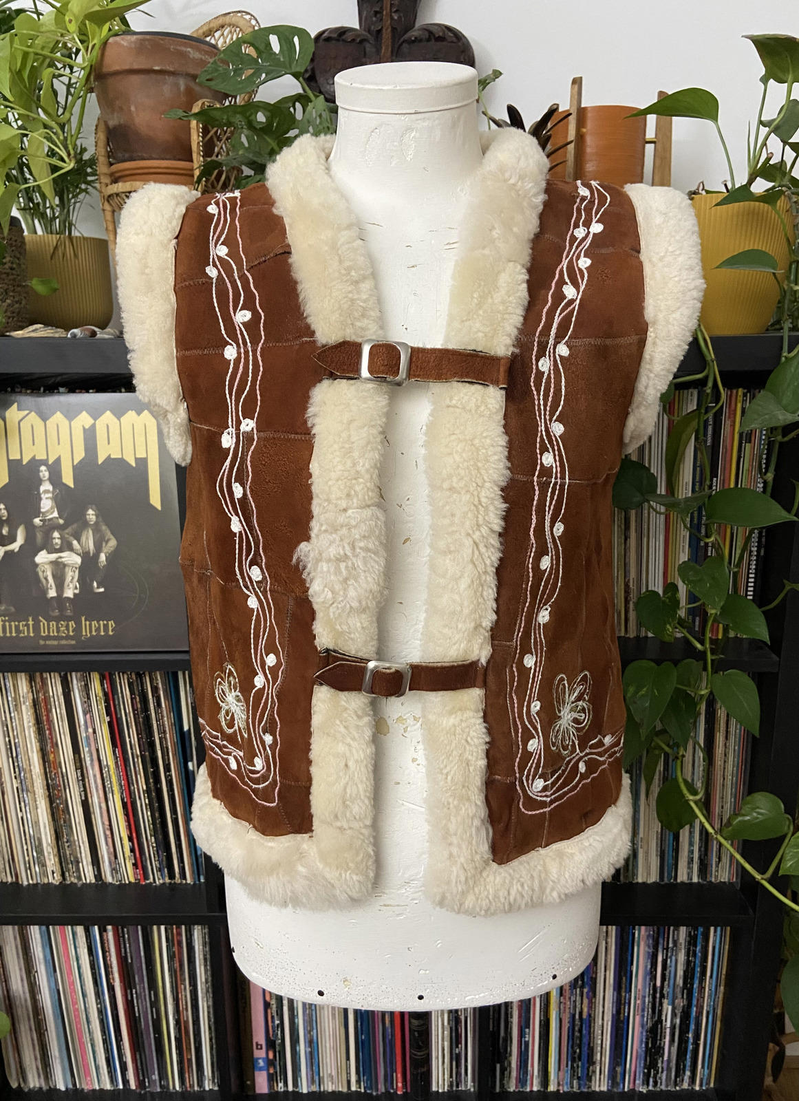 Vintage Brown Embroidered Afghan Waistcoat