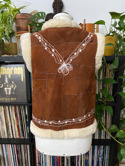 Vintage Brown Embroidered Afghan Waistcoat