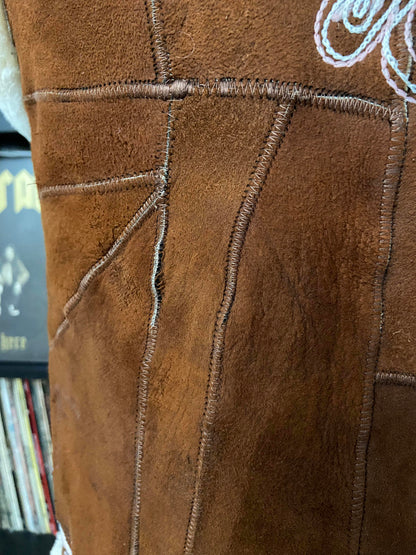 Vintage Brown Embroidered Afghan Waistcoat