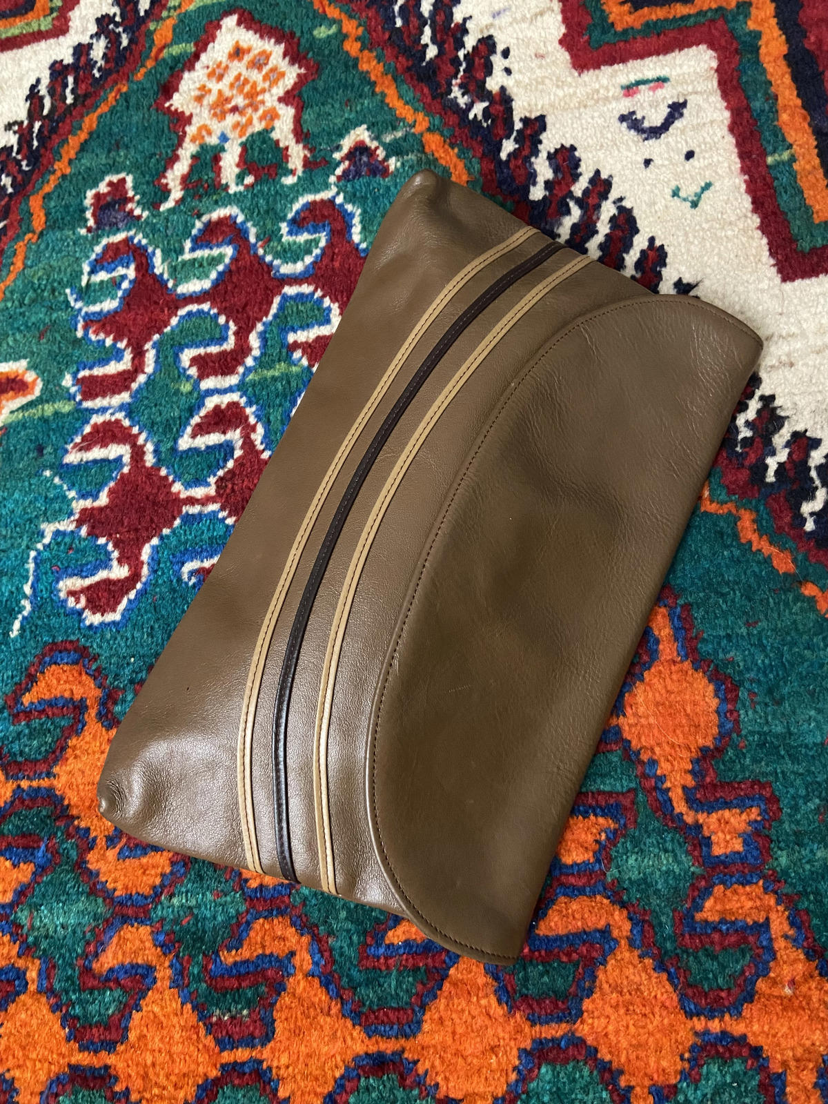 Vintage 1980s Brown Leather Clutch Bag