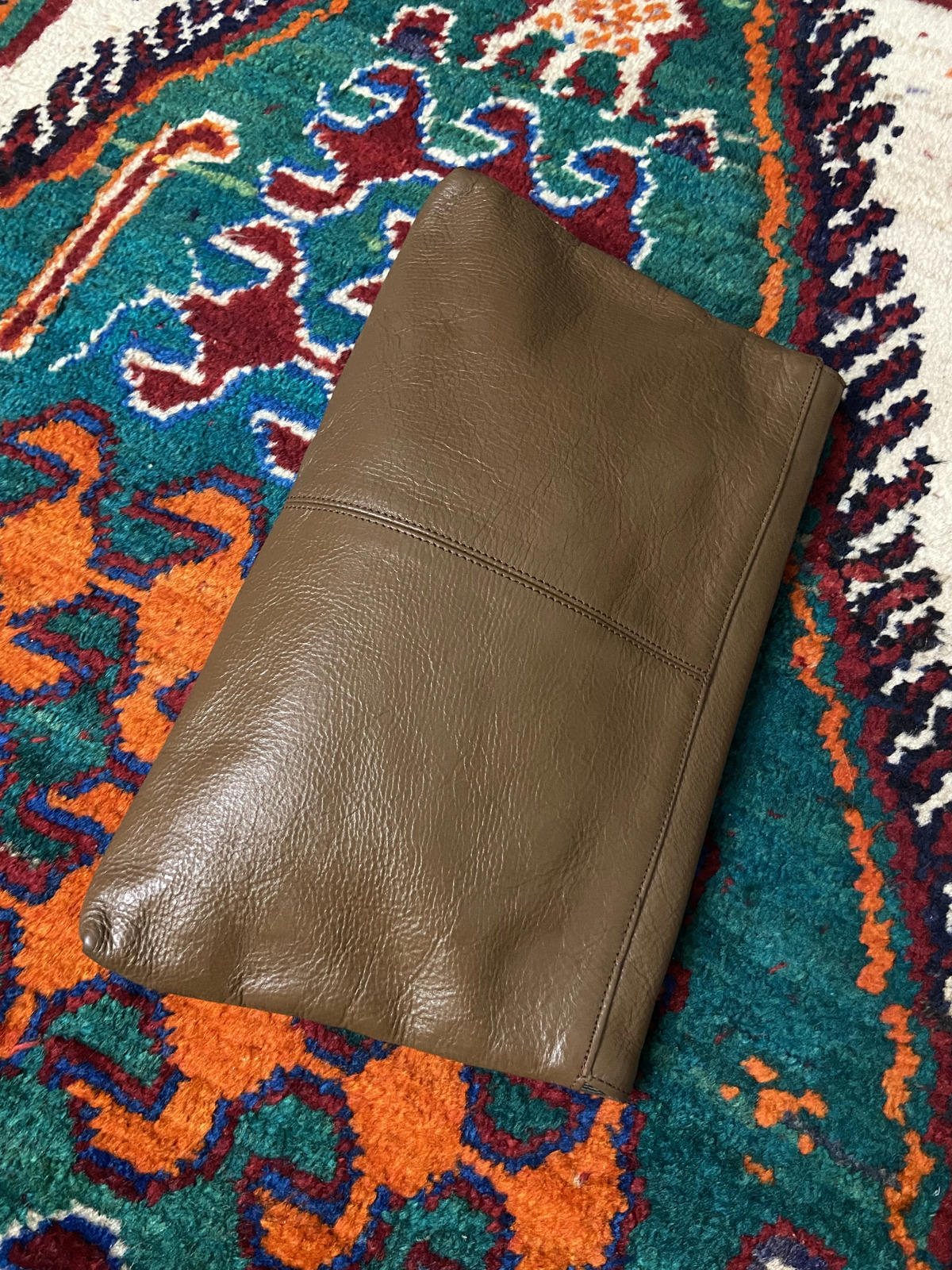 Vintage 1980s Brown Leather Clutch Bag