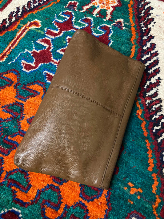 Vintage 1980s Brown Leather Clutch Bag