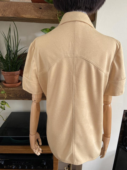 Vintage 1970s Beige Dagger Collar Shirt
