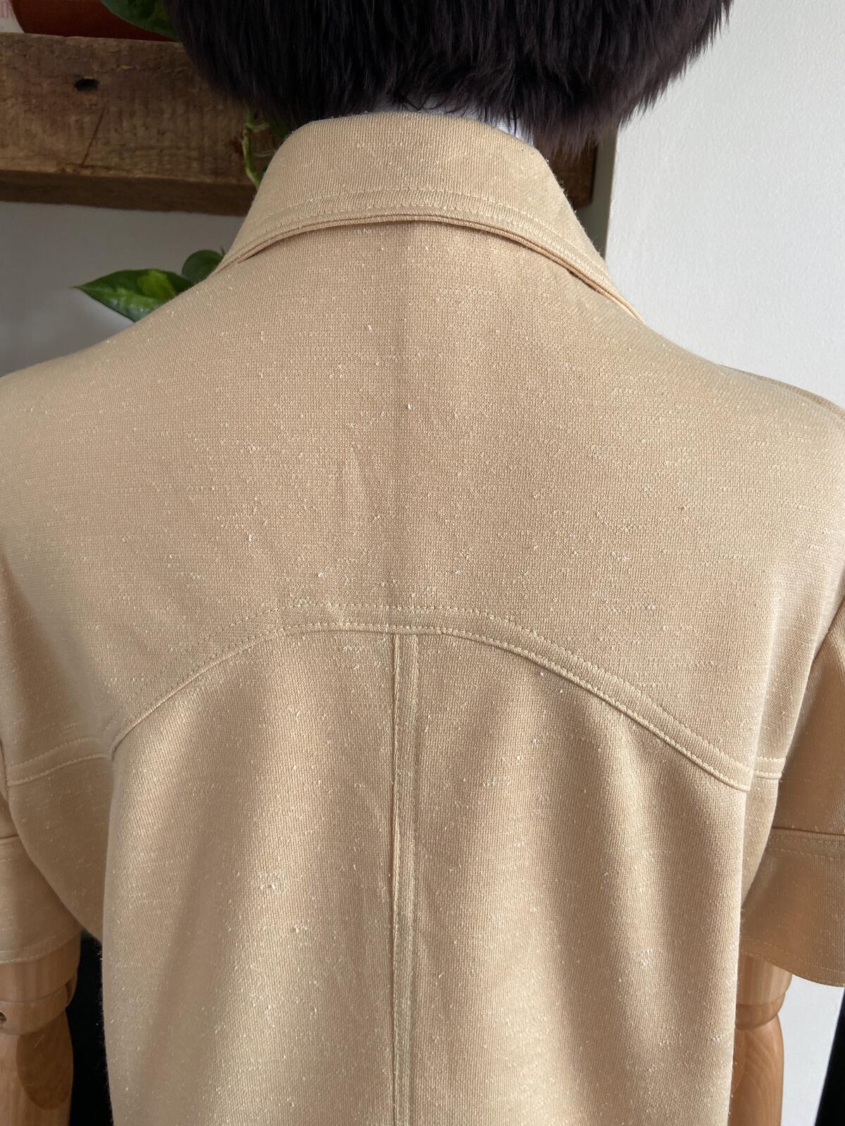 Vintage 1970s Beige Dagger Collar Shirt