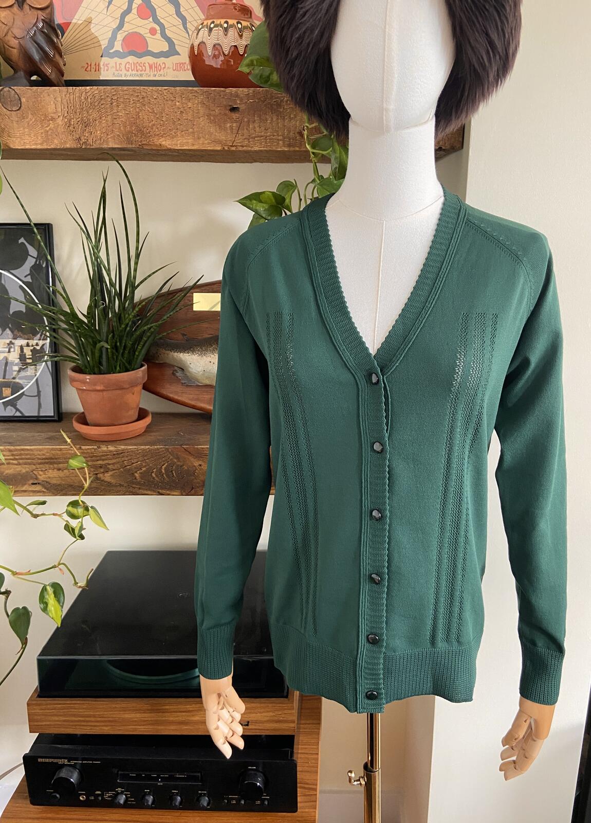 Vintage Green Button Up School Cardigan
