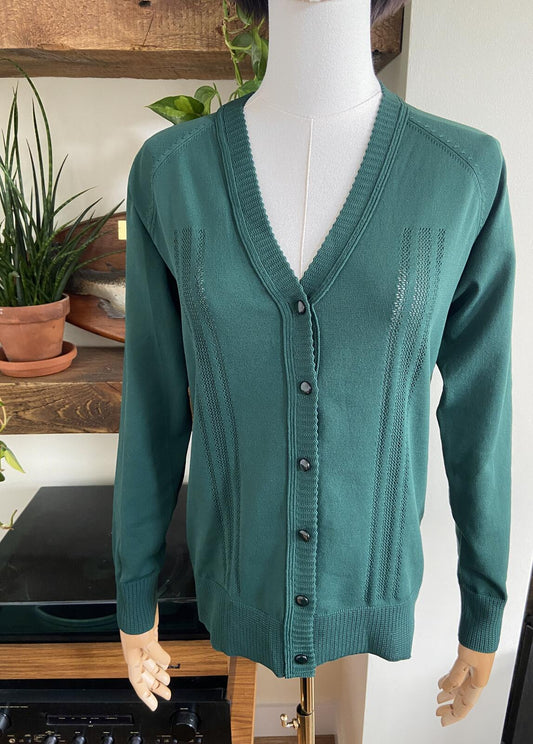Vintage Green Button Up School Cardigan