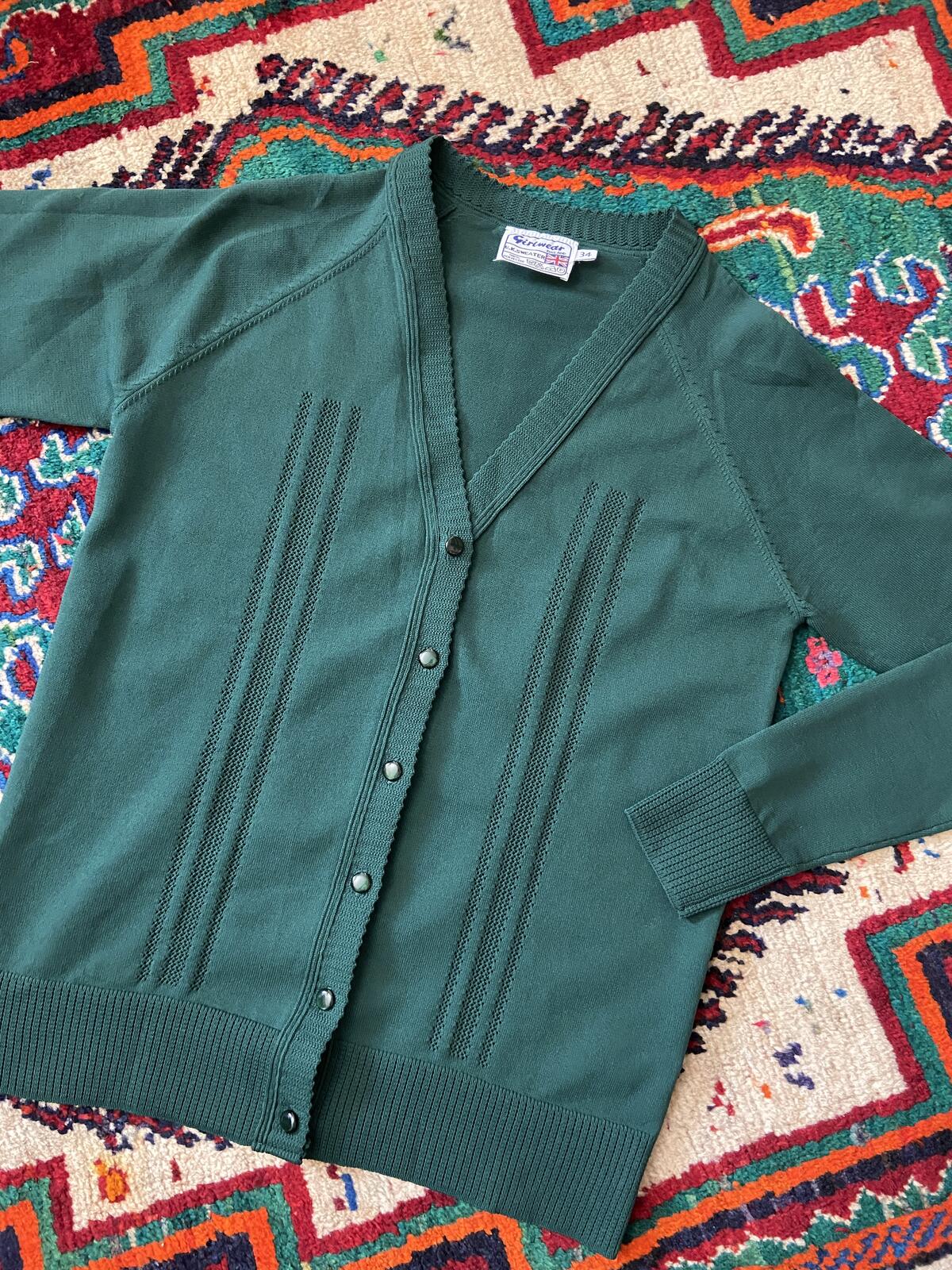 Vintage Green Button Up School Cardigan
