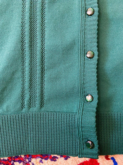 Vintage Green Button Up School Cardigan
