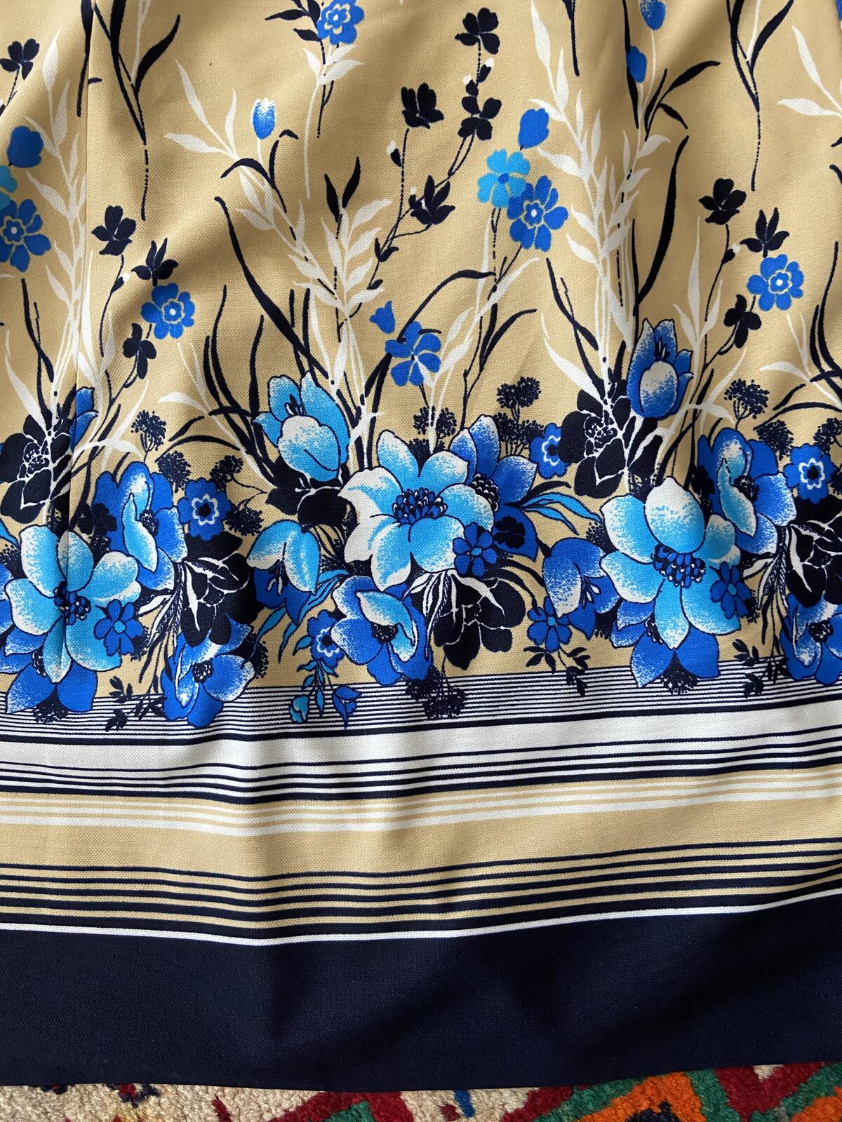 Vintage 1970s Beige Floral Maxi Dress