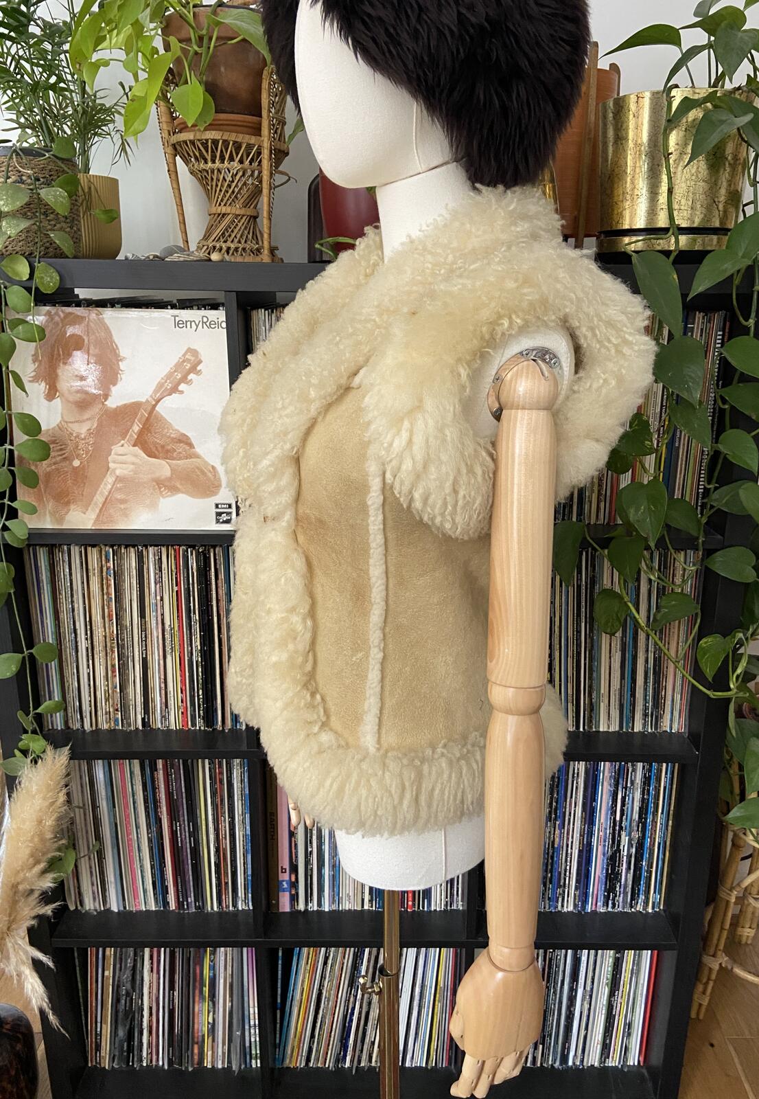 Vintage 1970s Beige Afghan Vest