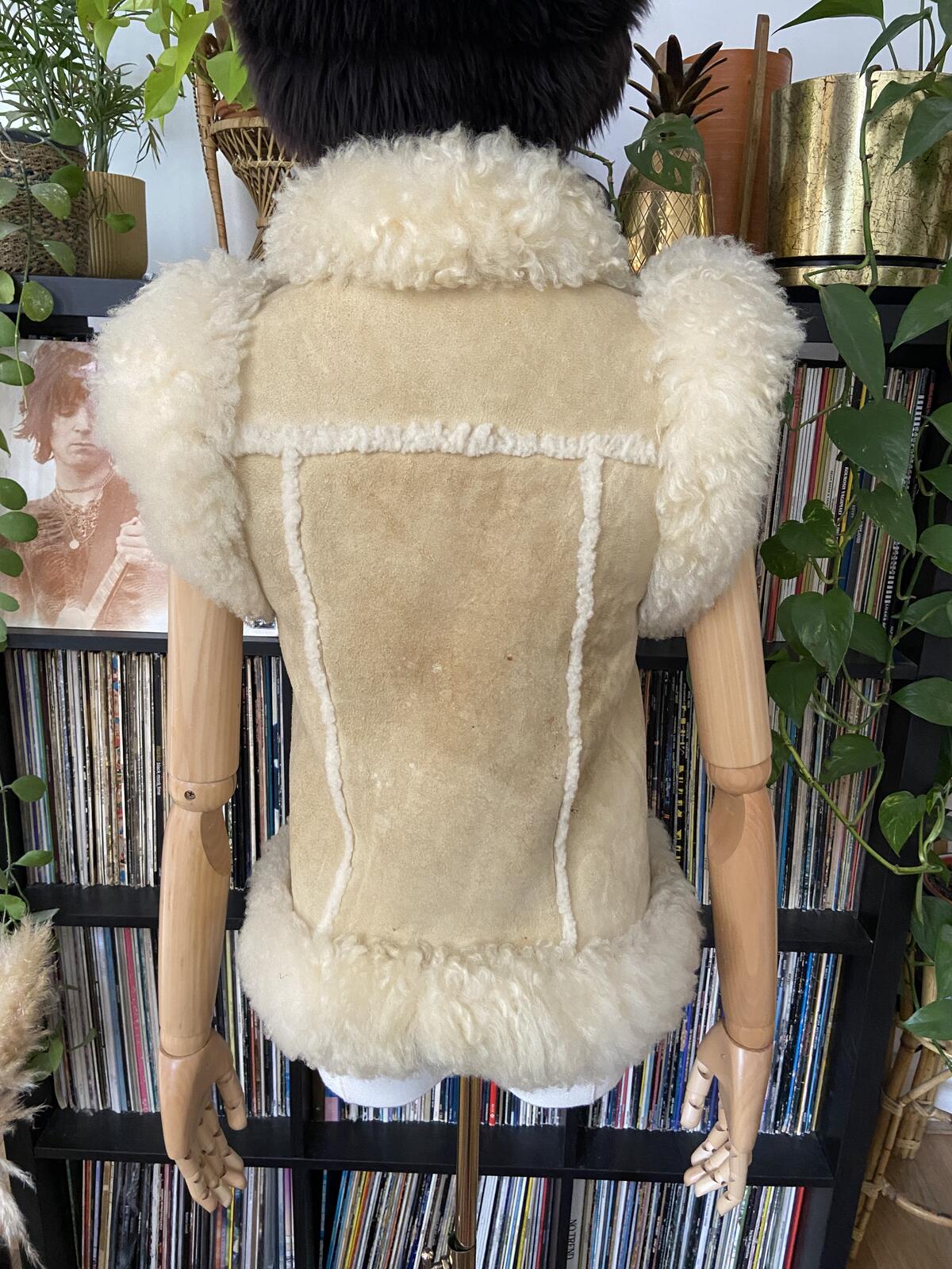 Vintage 1970s Beige Afghan Vest