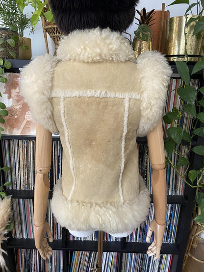 Vintage 1970s Beige Afghan Vest