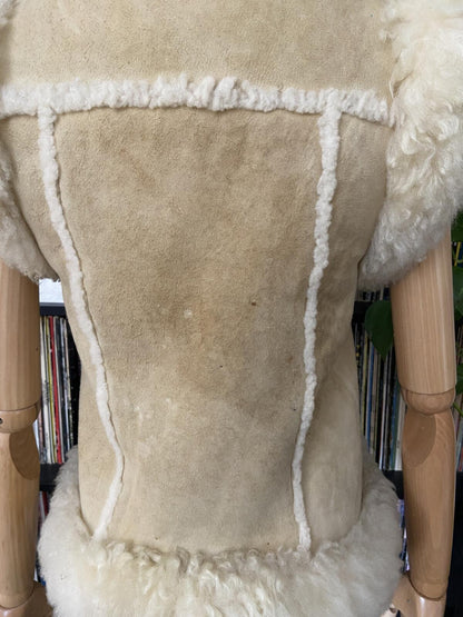 Vintage 1970s Beige Afghan Vest