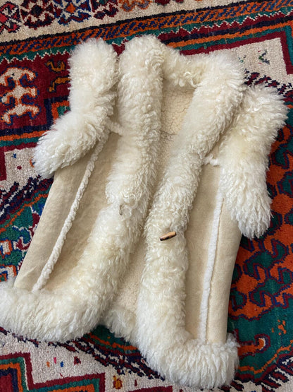 Vintage 1970s Beige Afghan Vest