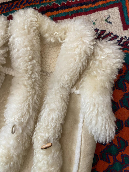 Vintage 1970s Beige Afghan Vest
