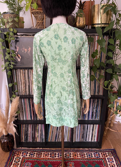 Vintage Green Glitter Velvet Mini Dress