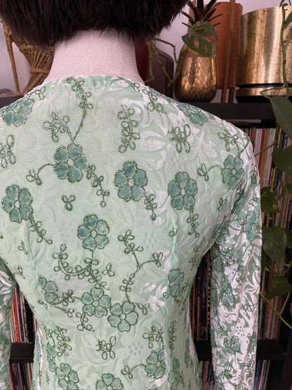 Vintage Green Glitter Velvet Mini Dress