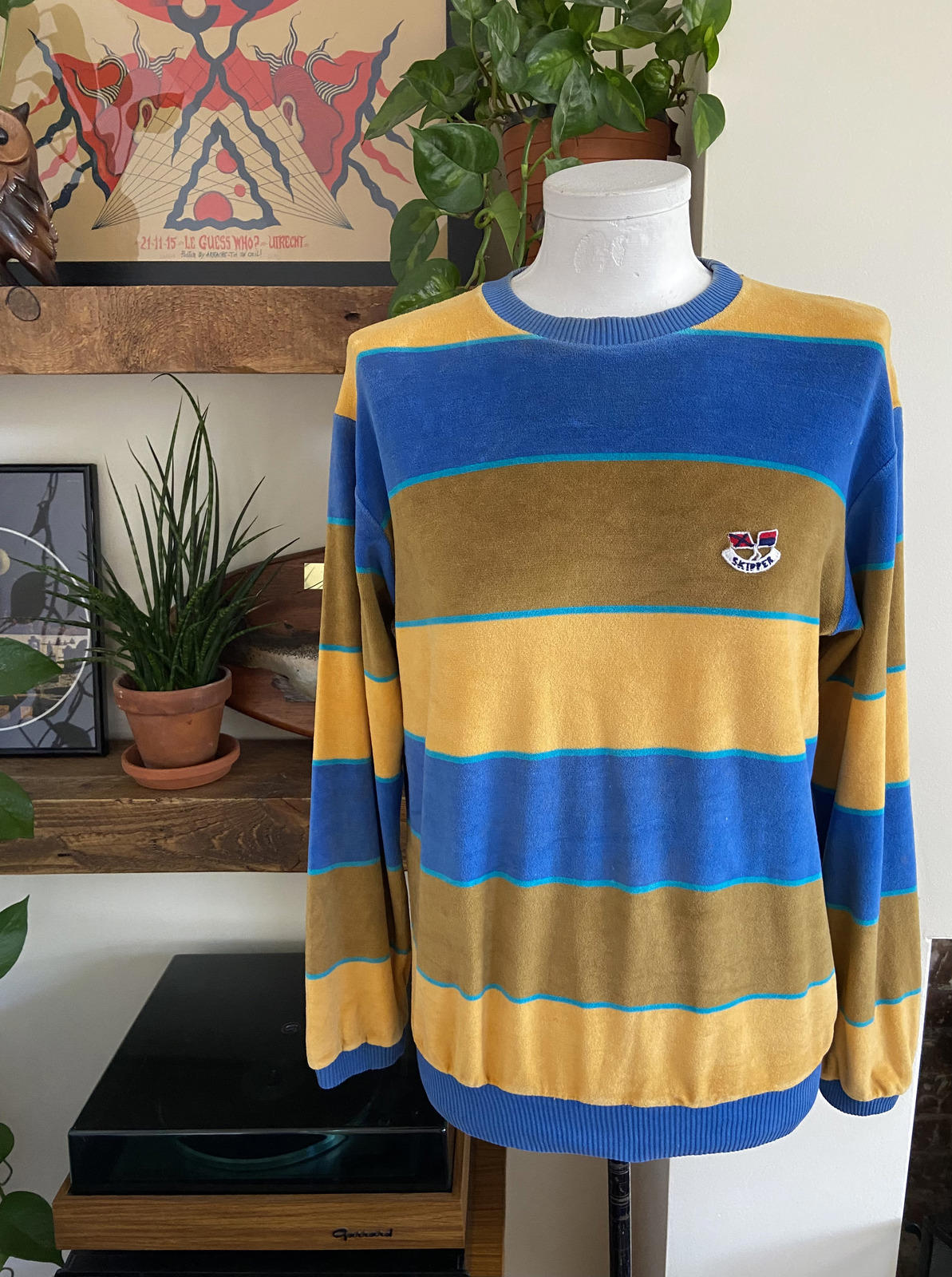 Vintage 1980s Mustard Velour Skipper Sweatshirt