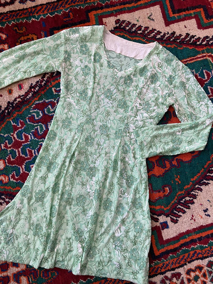 Vintage Green Glitter Velvet Mini Dress