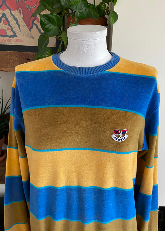 Vintage 1980s Mustard Velour Skipper Sweatshirt