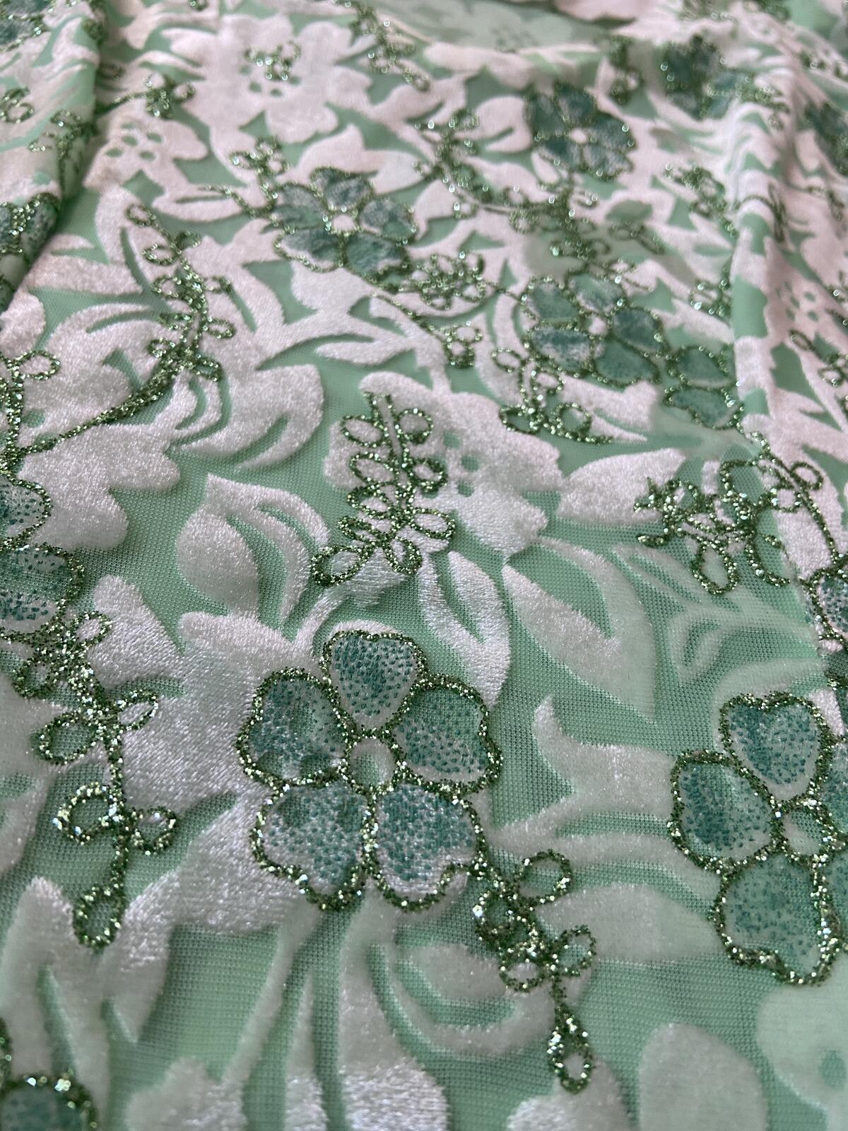 Vintage Green Glitter Velvet Mini Dress