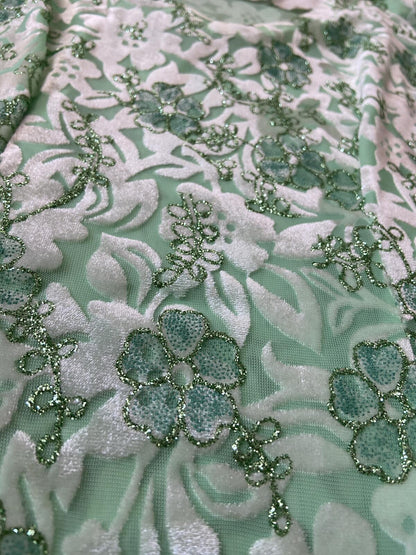 Vintage Green Glitter Velvet Mini Dress