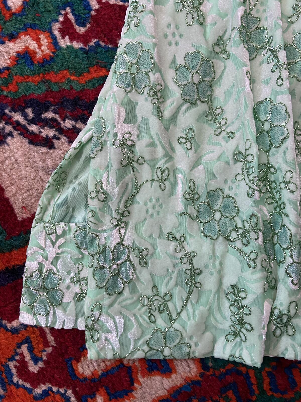 Vintage Green Glitter Velvet Mini Dress