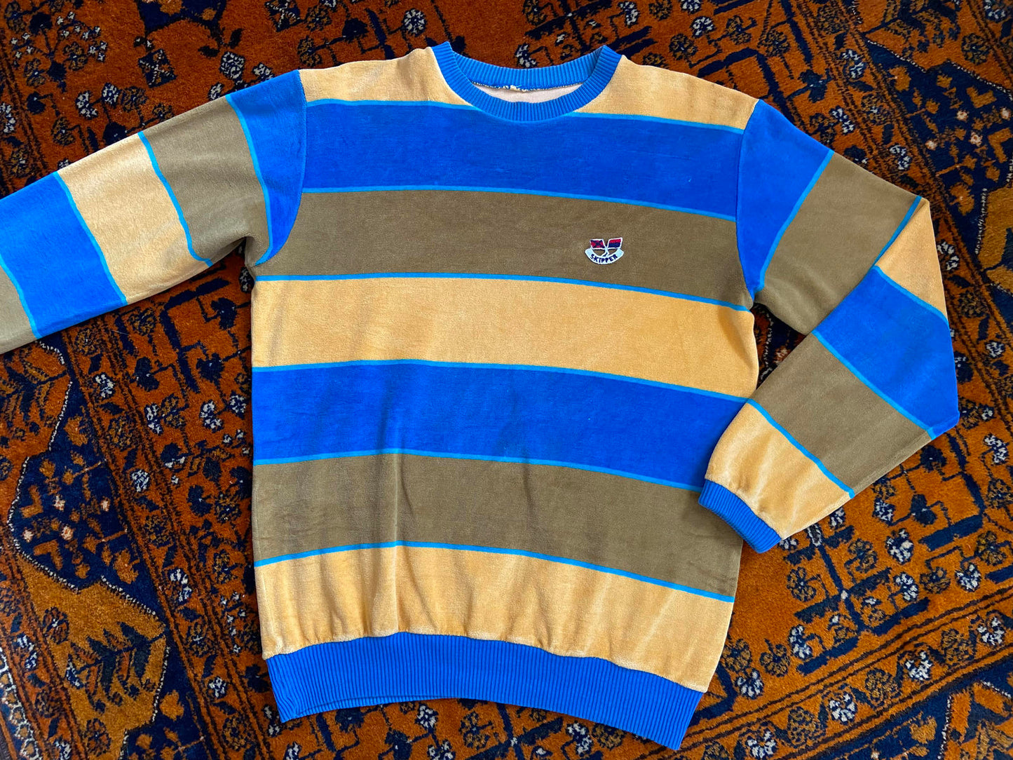 Vintage 1980s Mustard Velour Skipper Sweatshirt