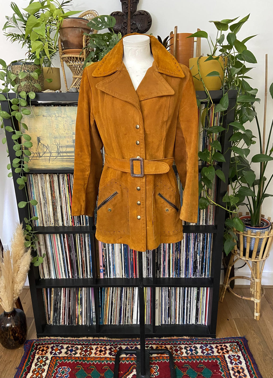 Vintage 1960s Tan Belted Popper Jacket